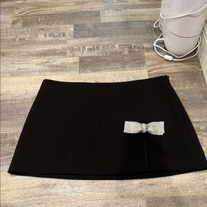 Zara Black Skirt with Silver Bow Detail